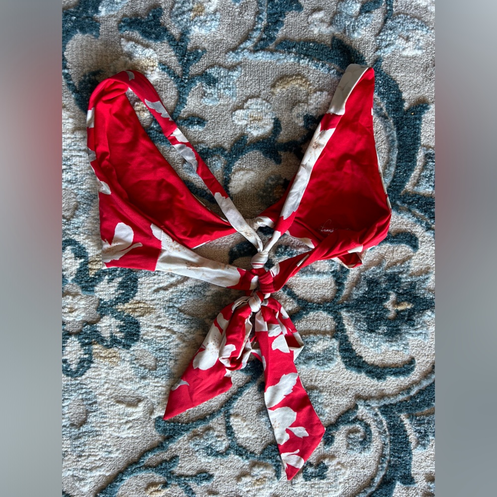 Frankie’s bikinis red floral bikini set SMALL top & bottom - Picture 3 of 5